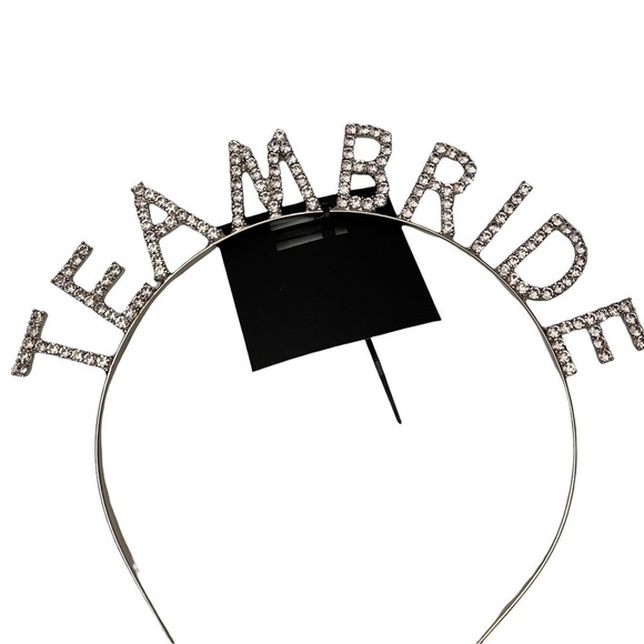 Team Bride Rhinestone 3-D Pop Up Headband Silver Tone - Picture 4 of 9